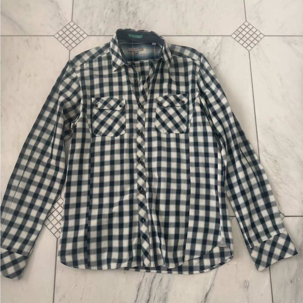 Ted Baker Blue and White Plaid Shirt